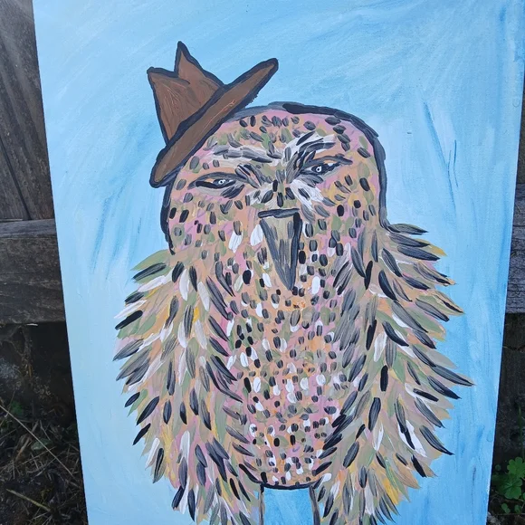 Owl In Hat Painting - Picture 12 of 13